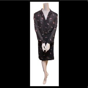 Feather print vintage dress